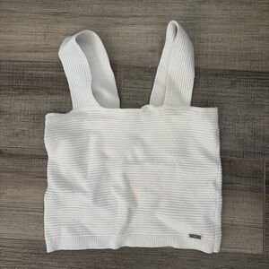 Hollister White Ribbed Knit Tank Top